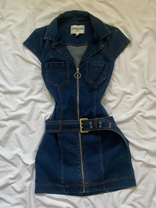 Women's Retro Sleeveless Denim Dress – Waist-Slimming Slim Fit | S–XL