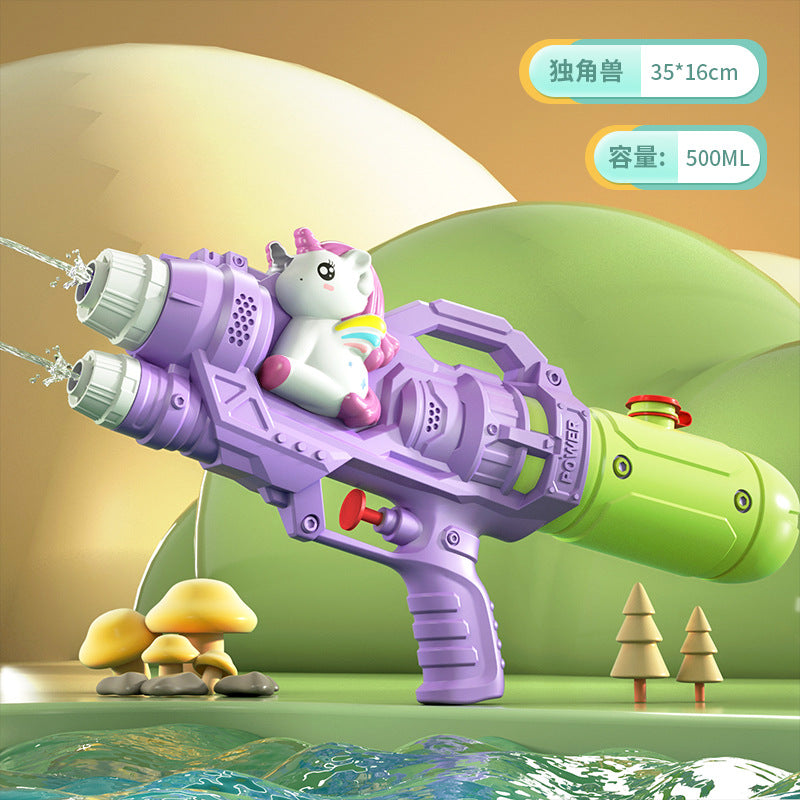 Double Nozzle Pull-Out Water Gun Toy - Cartoon Style Outdoor Water Play Kit