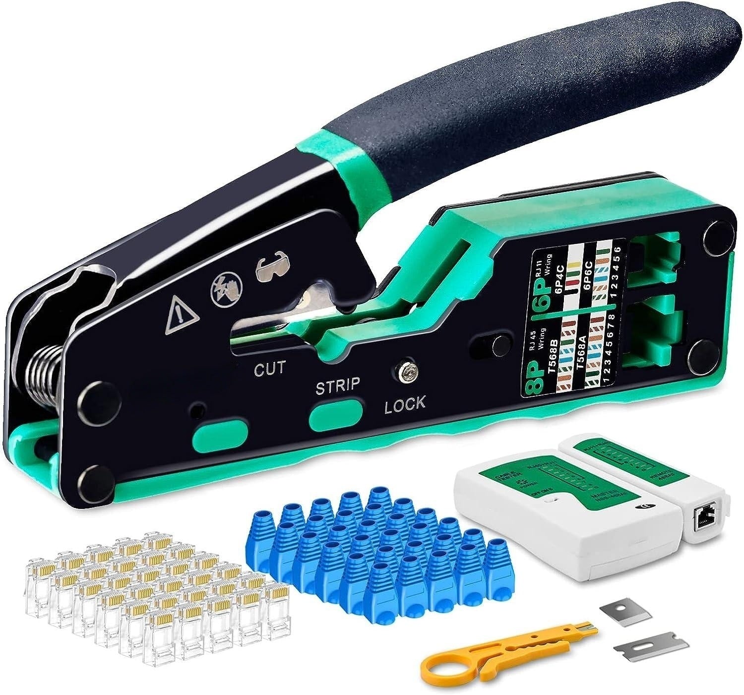 Multifunctional RJ45 Pass-Through Network Cable Crimp Tool Kit