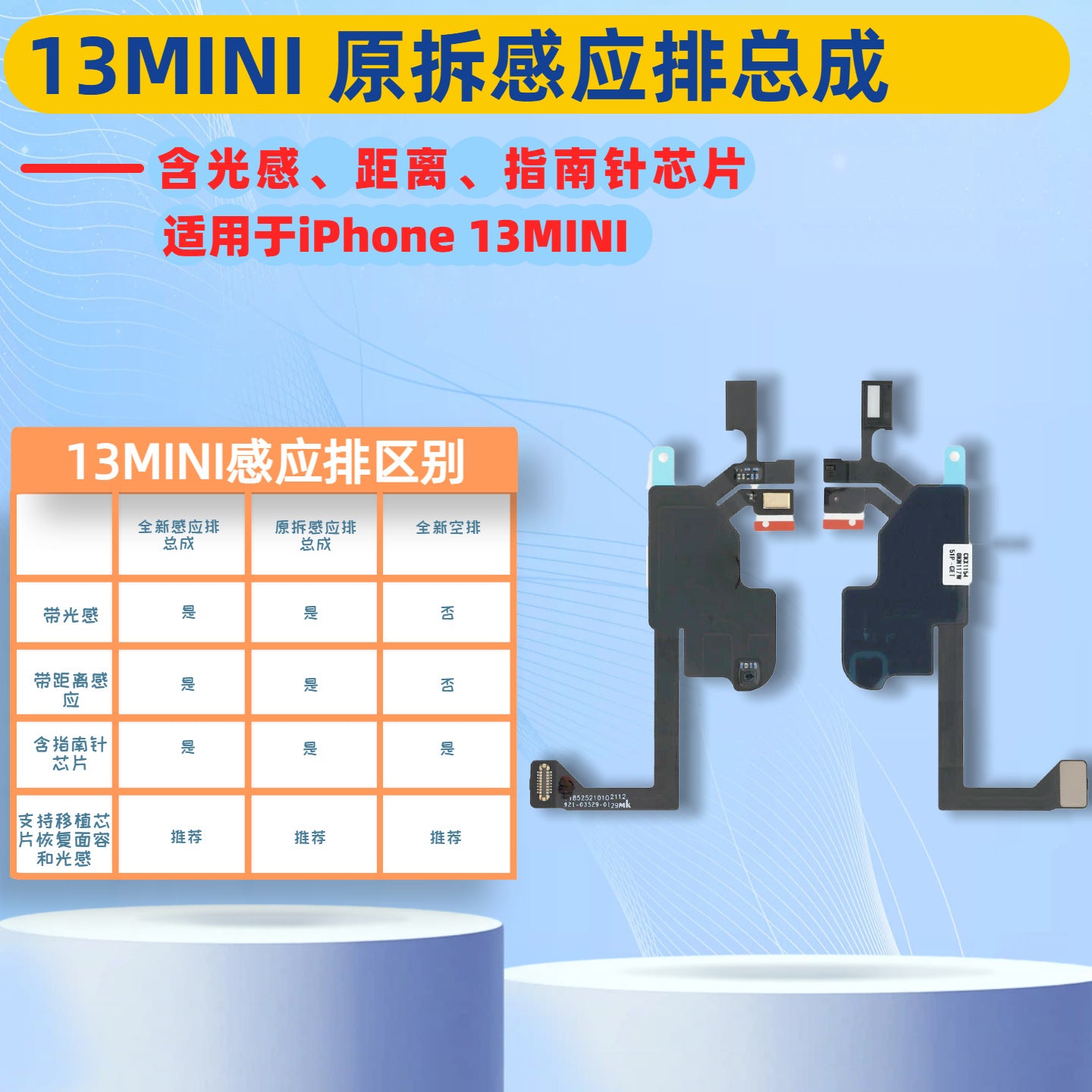iPhone Earpiece Speaker and Proximity Sensor Flex Cable Replacement for iPhone X to 16 Series
