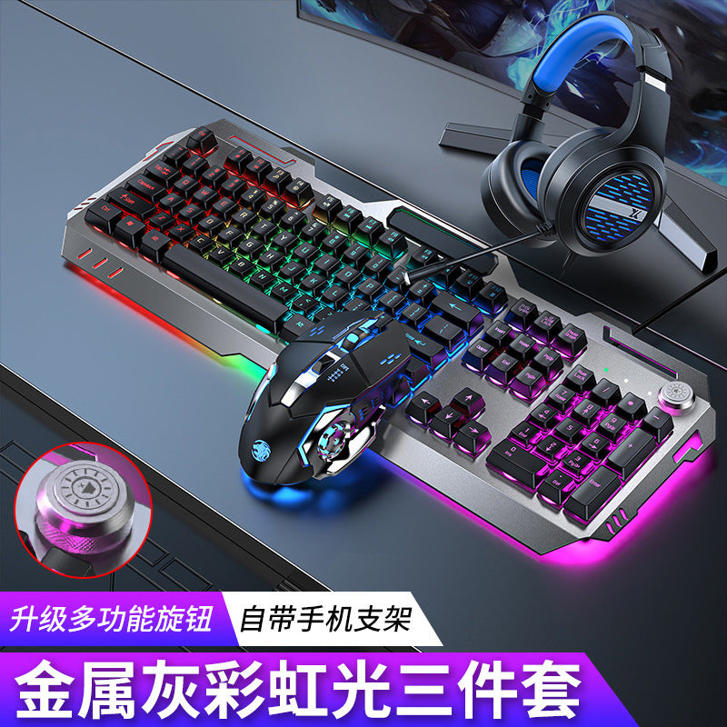 GX80 Tactile Mechanical Feel Keyboard Mouse Headset Combo - Wired E-Sports Gaming Set