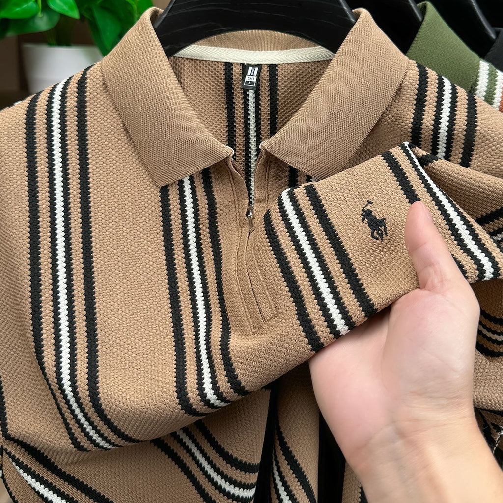 Men's Classic Embroidered Cotton Short-Sleeve Polo - Casual Solid Color Lapel Shirt