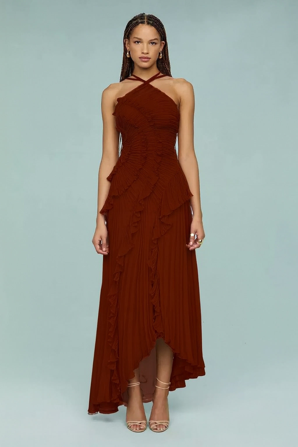 Women's Pleated Halterneck Bandeau Backless Dress – Sexy Summer Fashion Dress | 15 Colours | XS–2XL