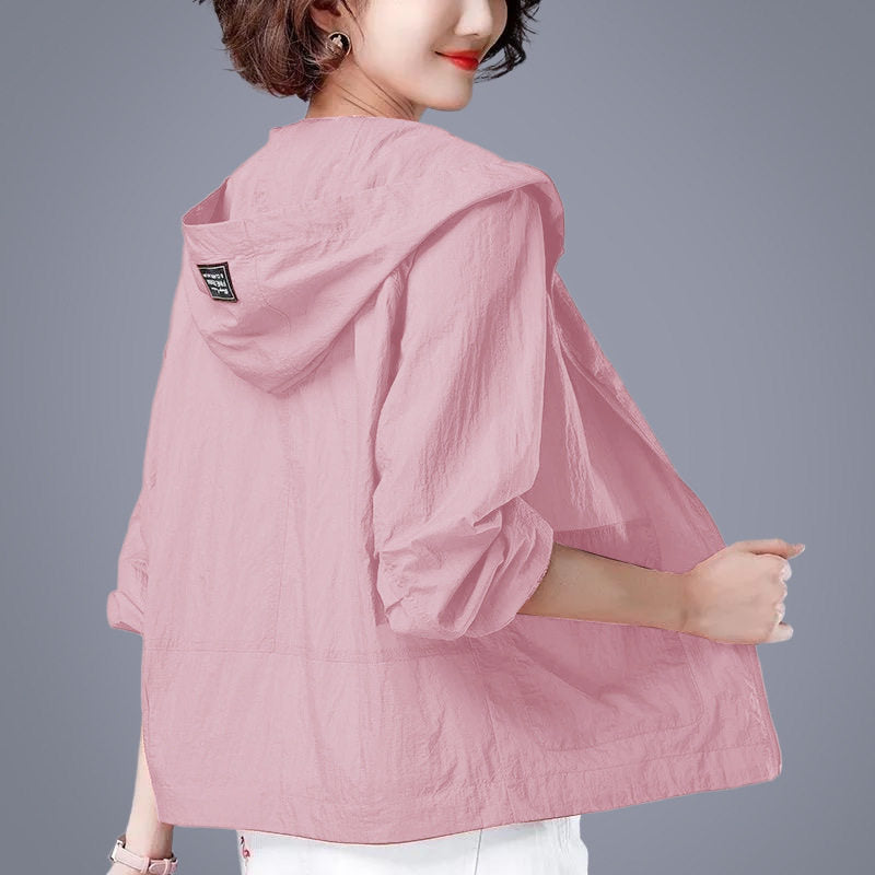 Women's Lightweight Sun Protection Short Coat - UV Protective Breathable Summer Jacket