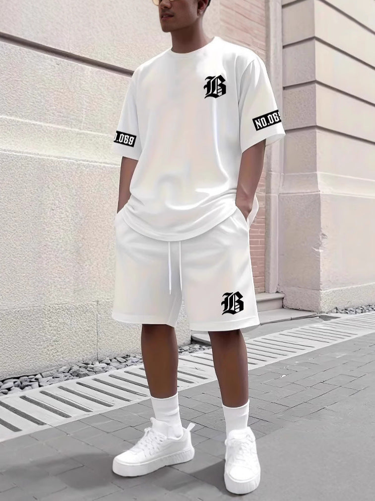 Men's Los Angeles Graphic T-Shirt & Shorts Set - Two-Piece Casual Sportswear Suit