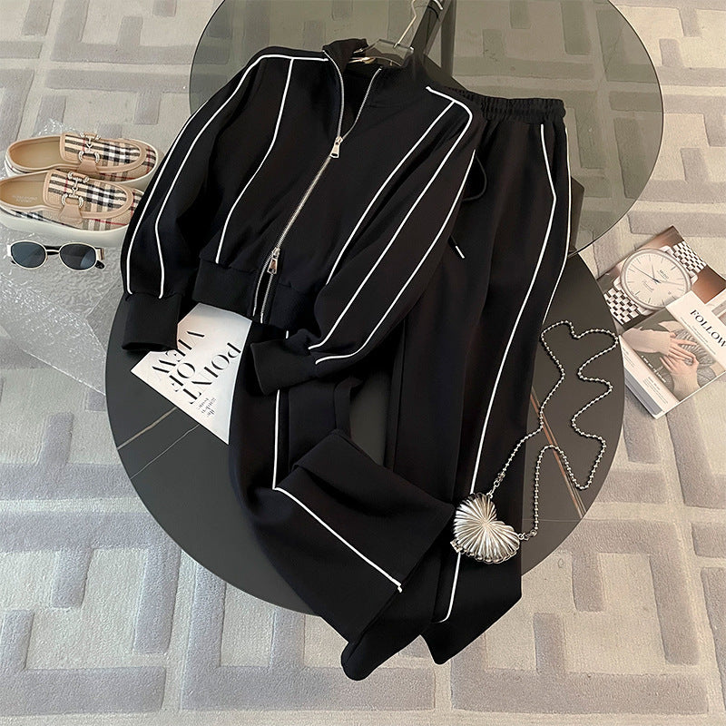 Women's Luxury Loungewear Pullover Sweatshirt & Wide-Leg Pants Set - Two-Piece Relaxed Fit Sport Suit
