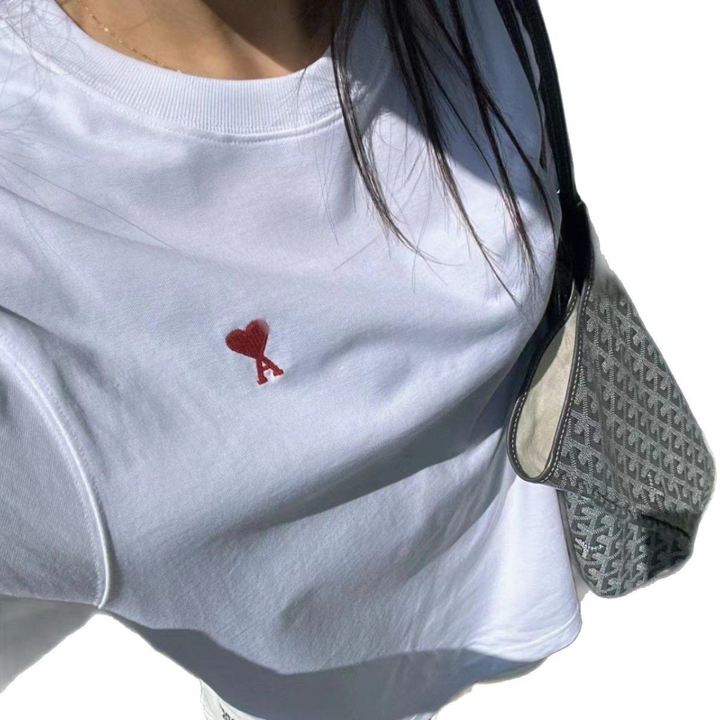 Unisex Short-Sleeve Cotton Graphic Tee - Casual Love Applique Streetwear T-Shirt