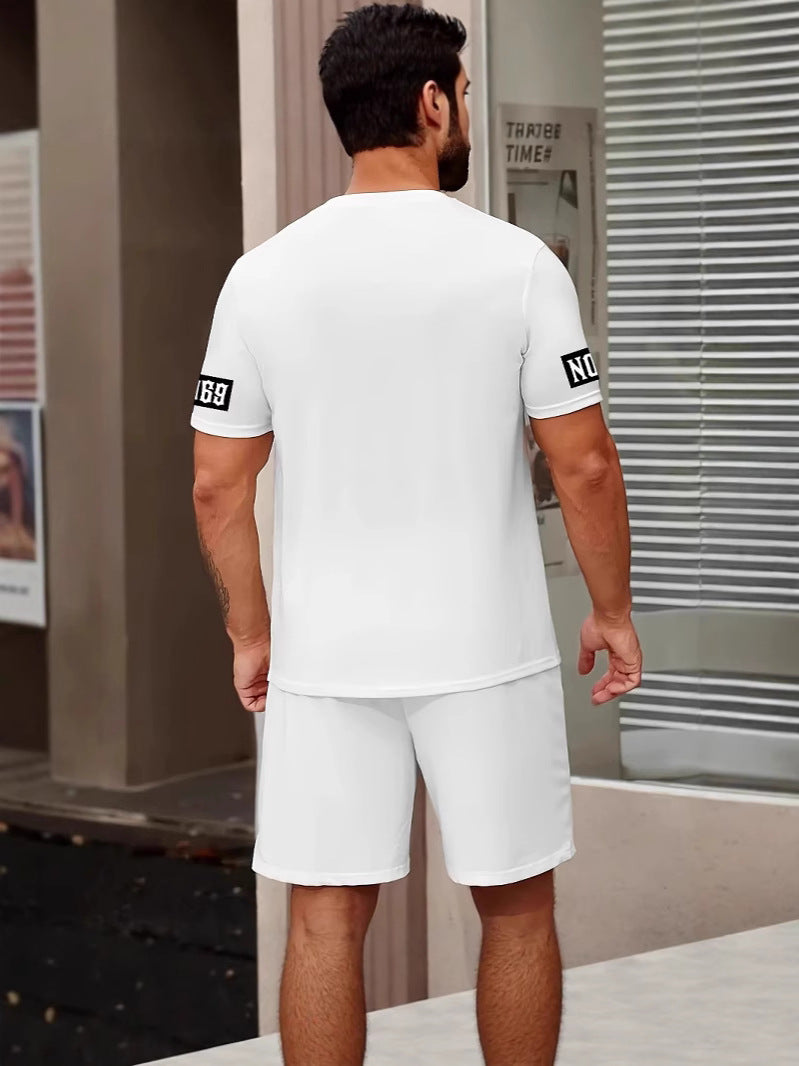 Men's Los Angeles Graphic T-Shirt & Shorts Set - Two-Piece Casual Sportswear Suit