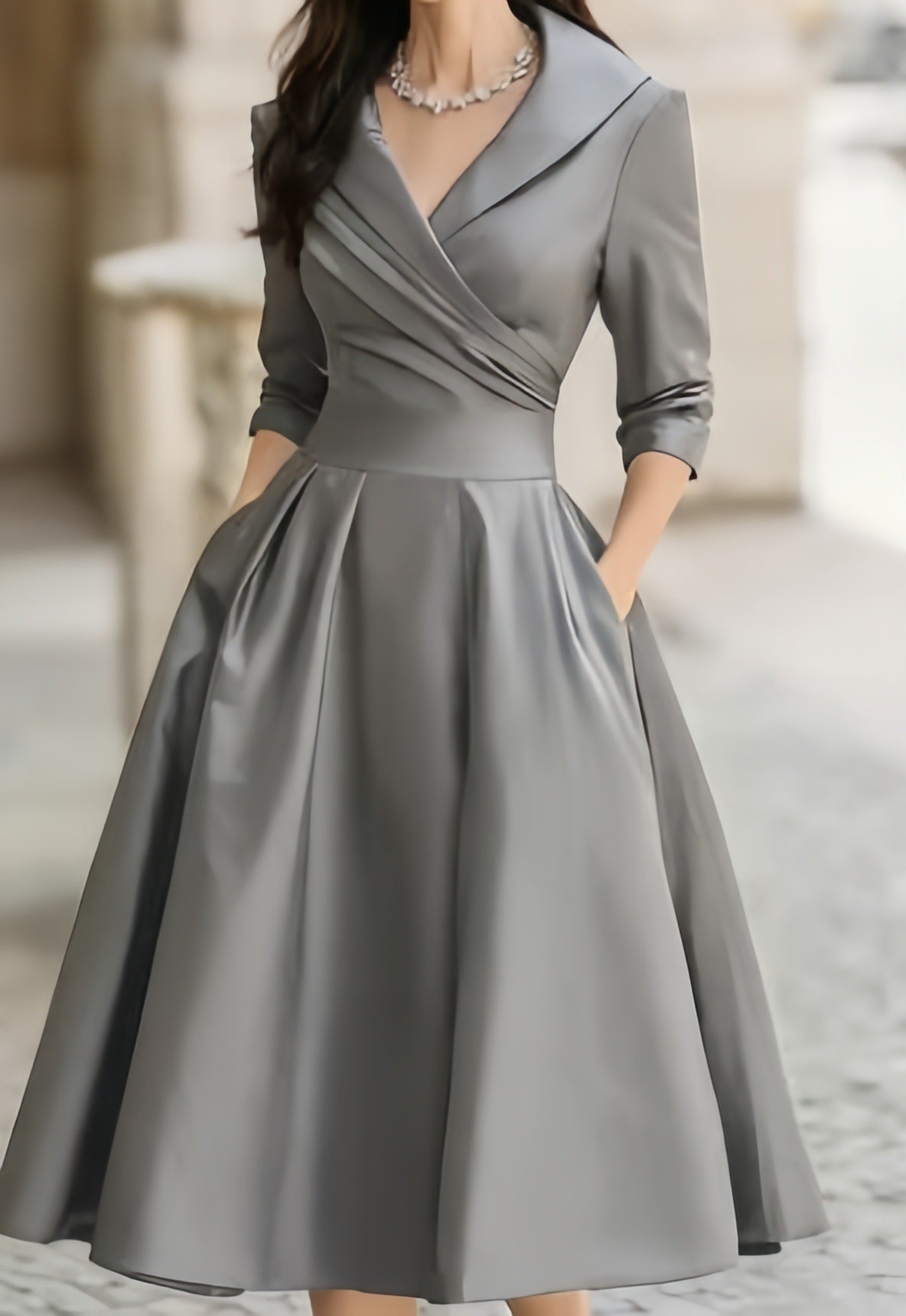 Women's Elegant Long-Sleeve Waist-Defining Formal Dress | XS–4XL