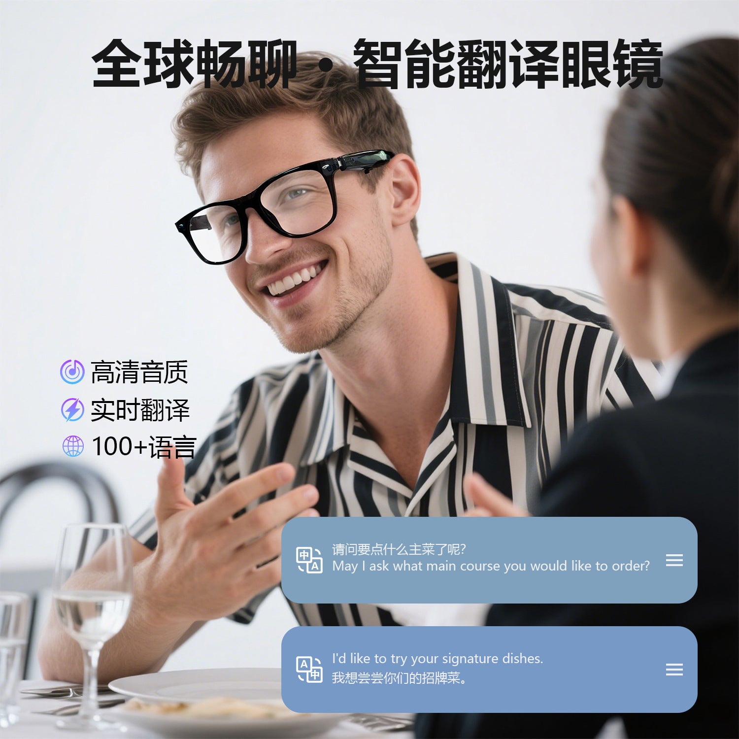 F16 Smart AI Translation Bluetooth Glasses - Audio Sunglasses with Voice Call