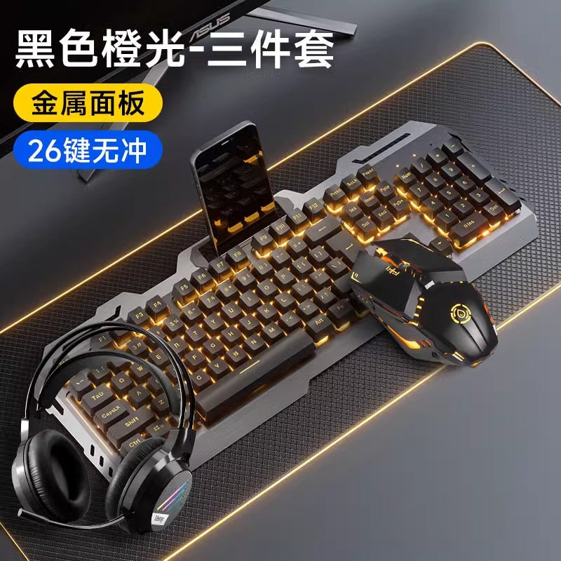Mechanical Gaming Keyboard Mouse Headset Three-Piece Set - Wired PC E-Sports Combo