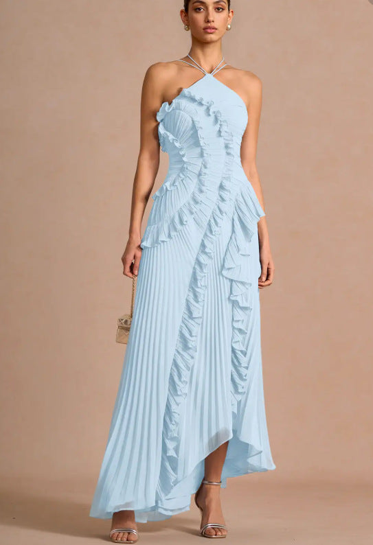 Women's Pleated Halterneck Bandeau Backless Dress – Sexy Summer Fashion Dress | 15 Colours | XS–2XL