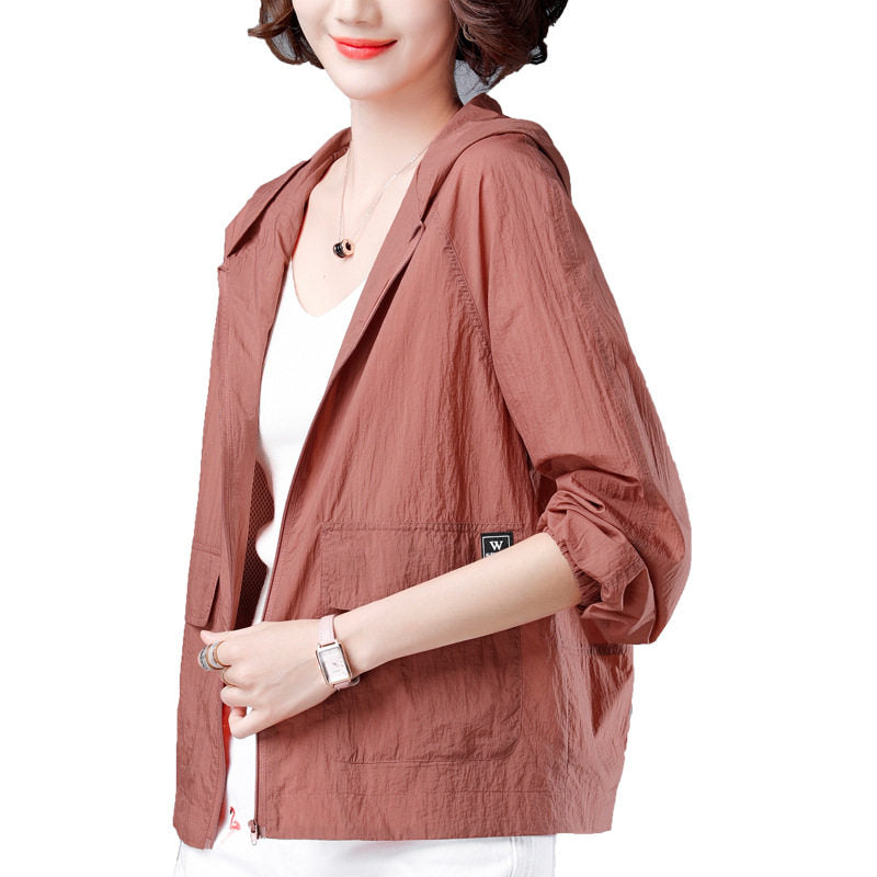 Women's Lightweight Sun Protection Short Coat - UV Protective Breathable Summer Jacket