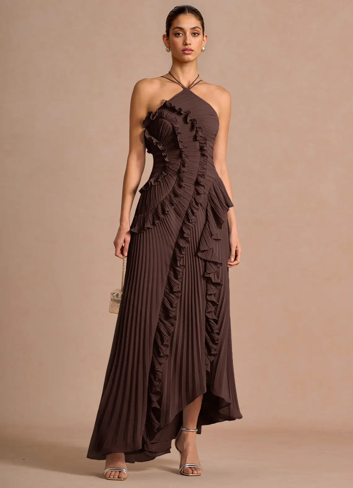 Women's Pleated Halterneck Bandeau Backless Dress – Sexy Summer Fashion Dress | 15 Colours | XS–2XL