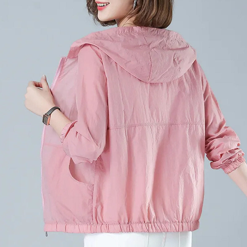 Women's Lightweight Sun Protection Short Coat - UV Protective Breathable Summer Jacket