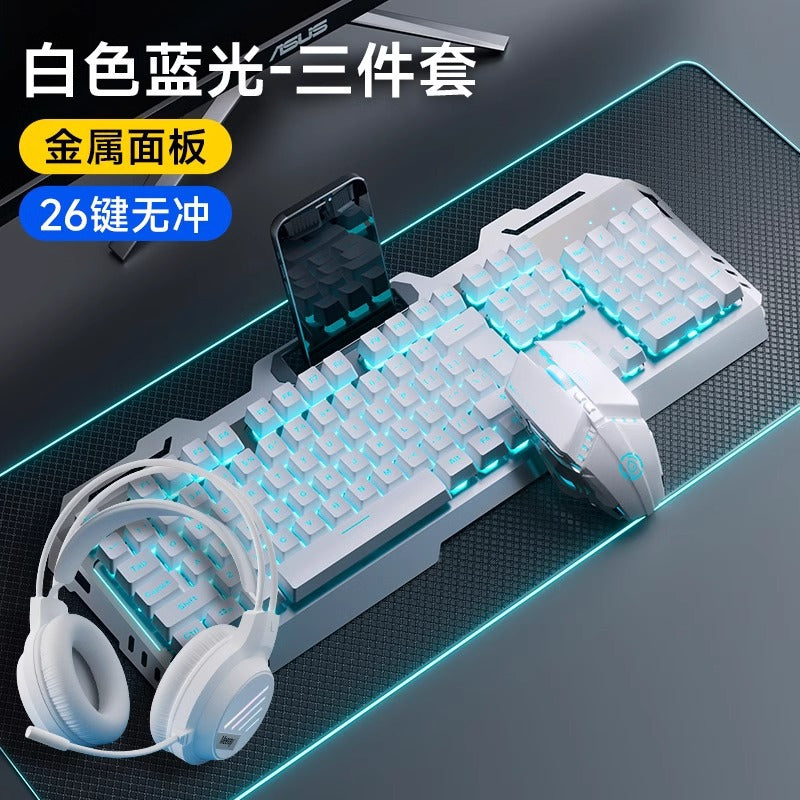 Mechanical Gaming Keyboard Mouse Headset Three-Piece Set - Wired PC E-Sports Combo