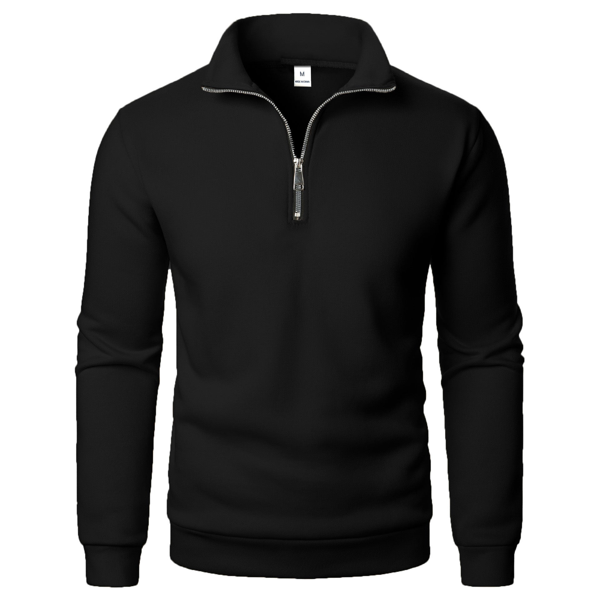 Men's Loose Fit Half-Zip Stand-Collar Pullover Sweatshirt - Casual Plus Size Fleece Hoodie