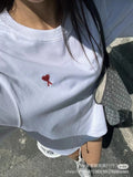 Unisex Short-Sleeve Cotton Graphic Tee - Casual Love Applique Streetwear T-Shirt