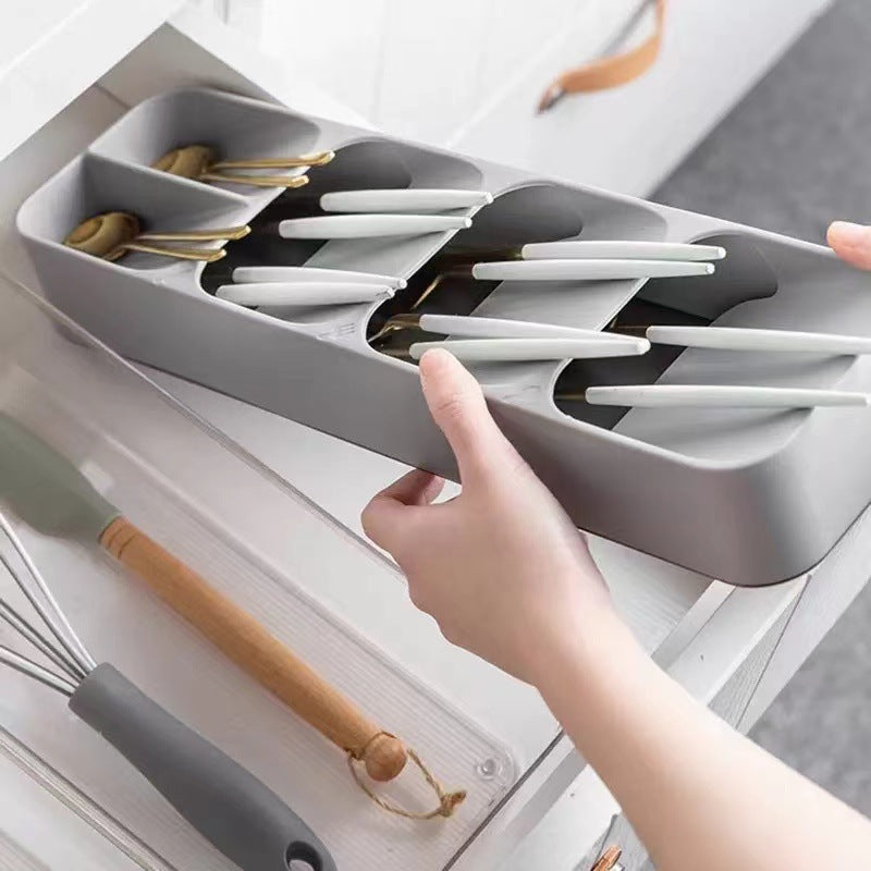 Kitchen Drawer Cutlery Organizer Compartment - Multi-Slot Knife Holder Box