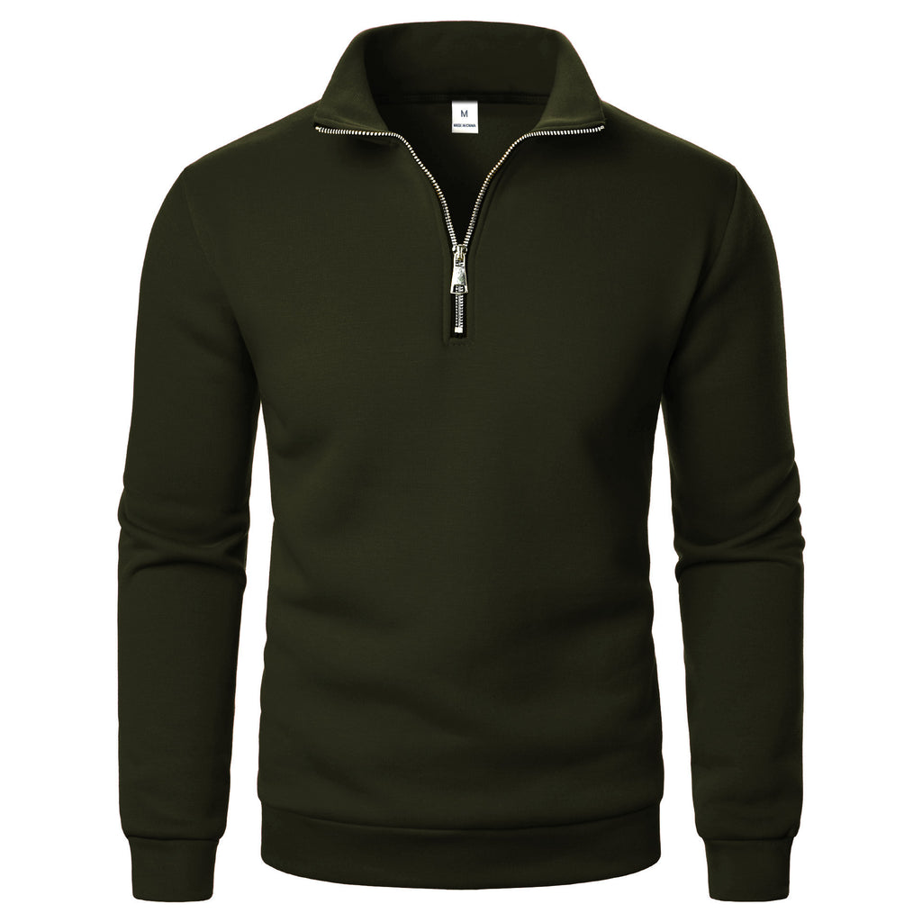 Men's Loose Fit Half-Zip Stand-Collar Pullover Sweatshirt - Casual Plus Size Fleece Hoodie