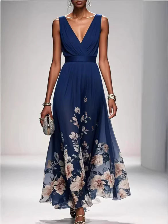 Women's Deep-V Chiffon Print Dress – Sexy Summer Vest Dress | 9 Colours | S–XXL