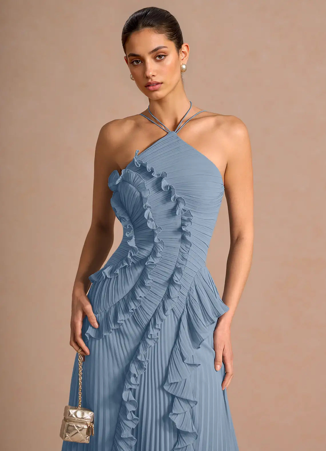 Women's Pleated Halterneck Bandeau Backless Dress – Sexy Summer Fashion Dress | 15 Colours | XS–2XL