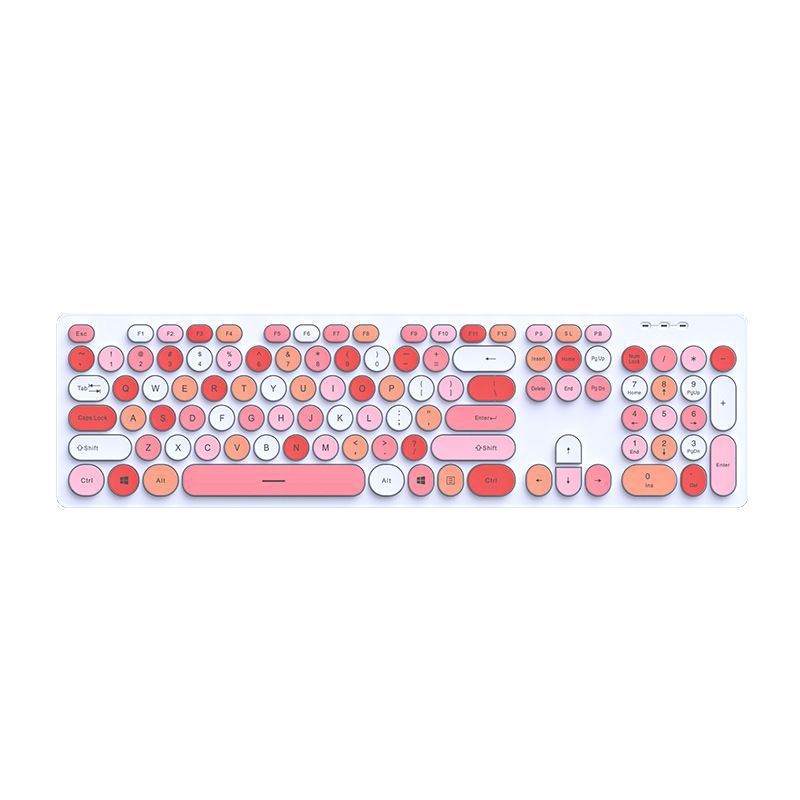 Silent Punk Retro Chocolate Keyboard & Mouse Set - Wired Silent Office Peripheral