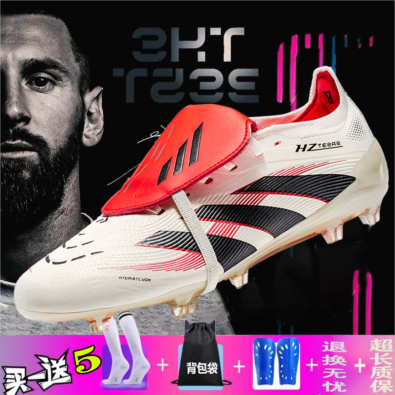 Falcon 25 Junior Soccer Shoes Men's Big Tongue Sub-High End Macy No Shoelaces FG Long Spikes Soccer Boots TF Crushed Studs