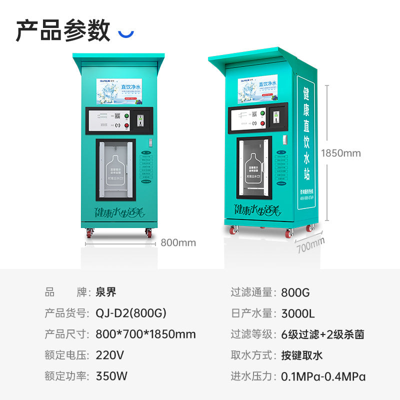 Quanjie QJ Series Automatic Water Vending Machine – Community RO Water Station | Self-Service Card & Coin | Smart IoT (400G / 800G)