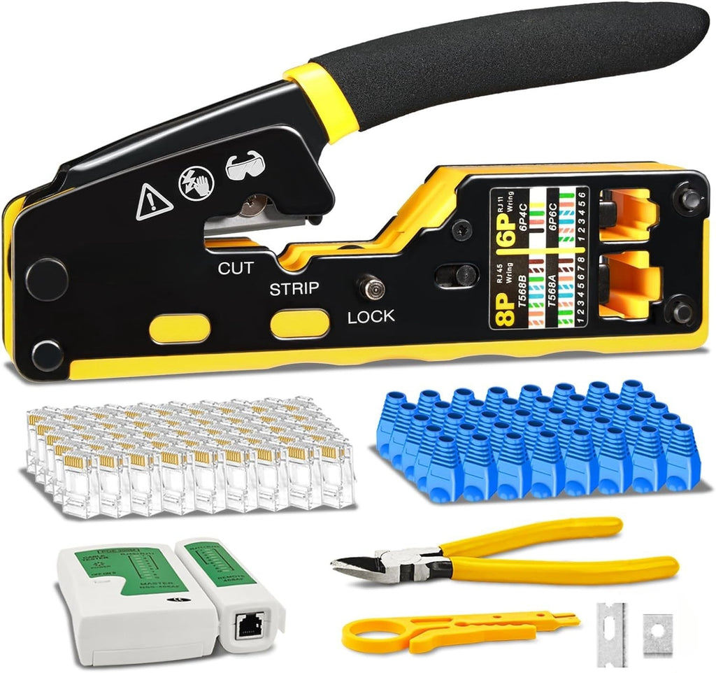 Multifunctional RJ45 Pass-Through Network Cable Crimp Tool Kit