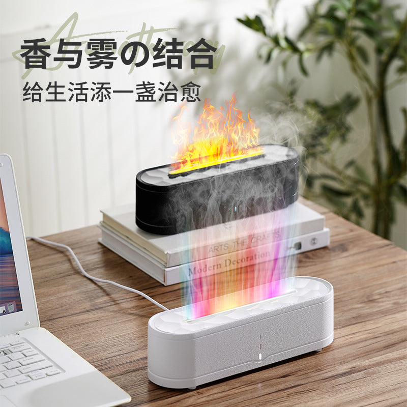 Simulated Flame LED Aroma Diffuser - Desktop Essential Oil Humidifier