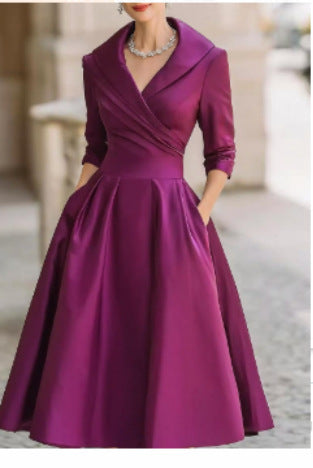 Women's Elegant Long-Sleeve Waist-Defining Formal Dress | XS–4XL