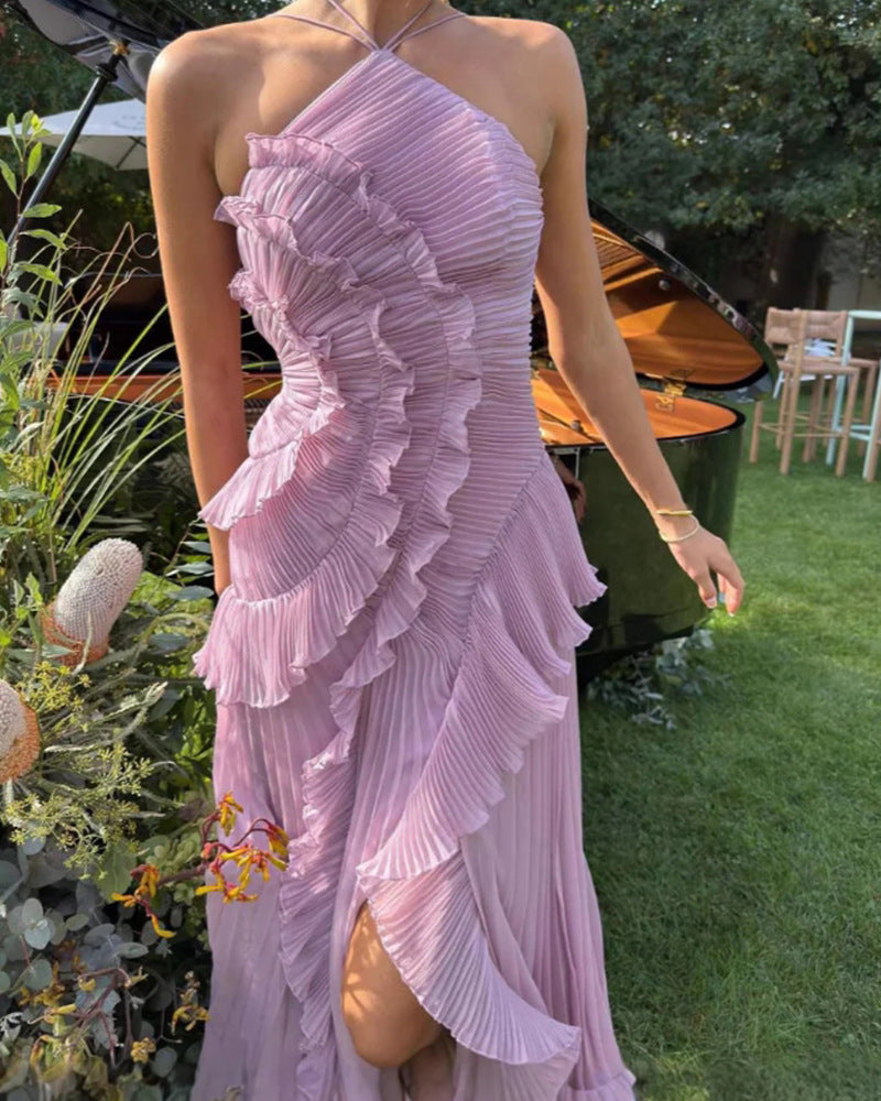 Women's Pleated Halterneck Bandeau Backless Dress – Sexy Summer Fashion Dress | 15 Colours | XS–2XL