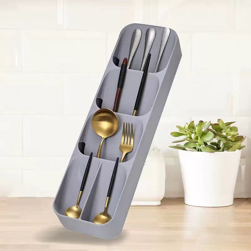 Kitchen Drawer Cutlery Organizer Compartment - Multi-Slot Knife Holder Box