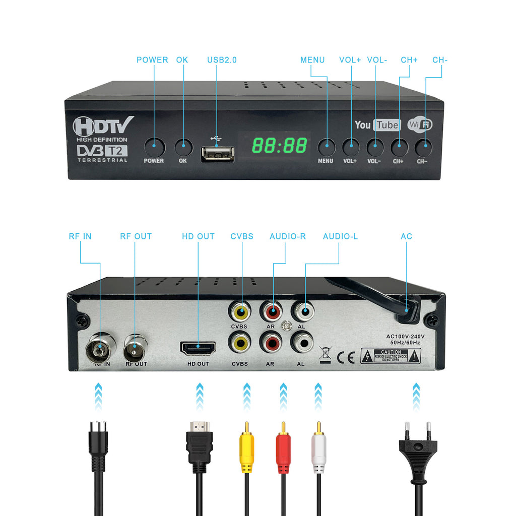 DVB-T2 Indonesia WiFi Digital TV Ground Wave Set-top Box Indonesia Russia Cross-border Source Manufacturer