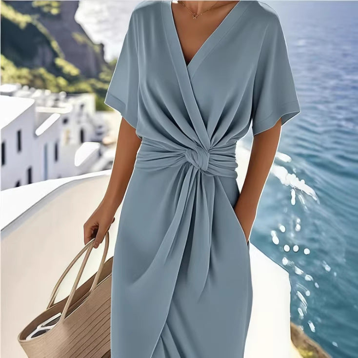 Women's Solid Colour Wrap Dress – Side Slit | S–XXXL