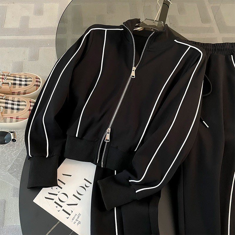 Women's Luxury Loungewear Pullover Sweatshirt & Wide-Leg Pants Set - Two-Piece Relaxed Fit Sport Suit
