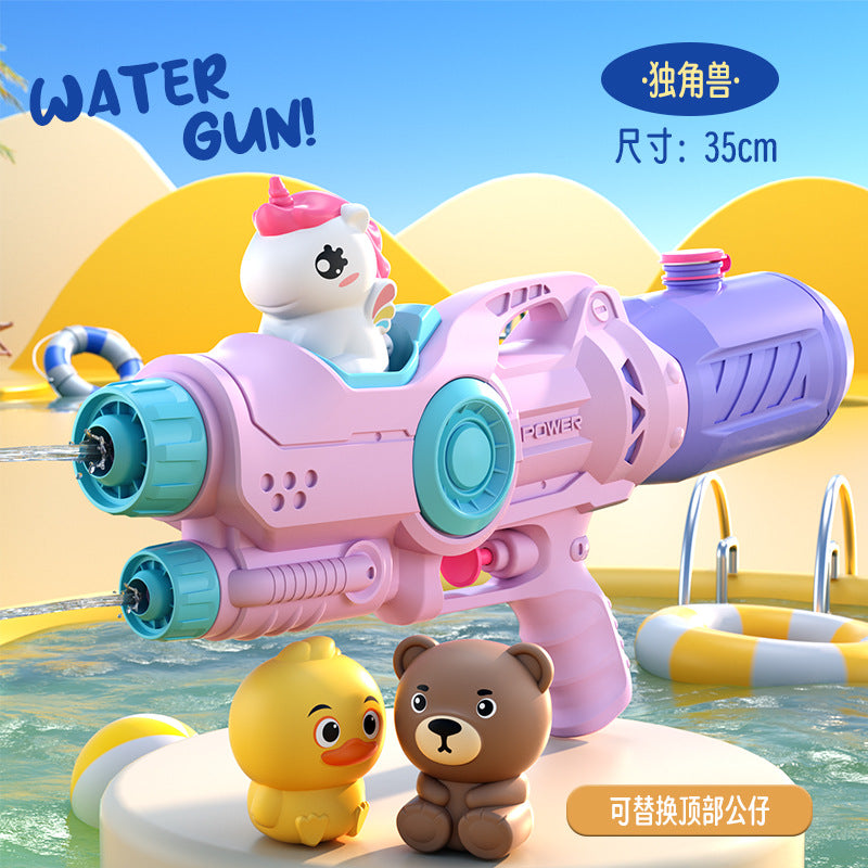 Double Nozzle Pull-Out Water Gun Toy - Cartoon Style Outdoor Water Play Kit