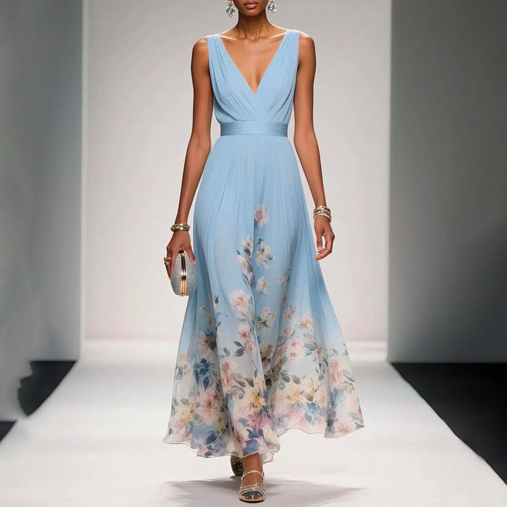 Women's Deep-V Chiffon Print Dress – Sexy Summer Vest Dress | 9 Colours | S–XXL
