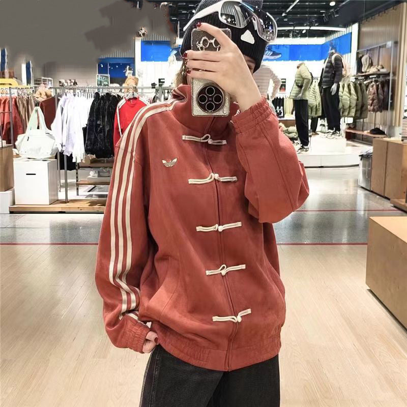 Clover Chinese Tang-Style Stand-Up Collar Windproof Jacket – Unisex Casual Outdoor Coat | 8 Colours