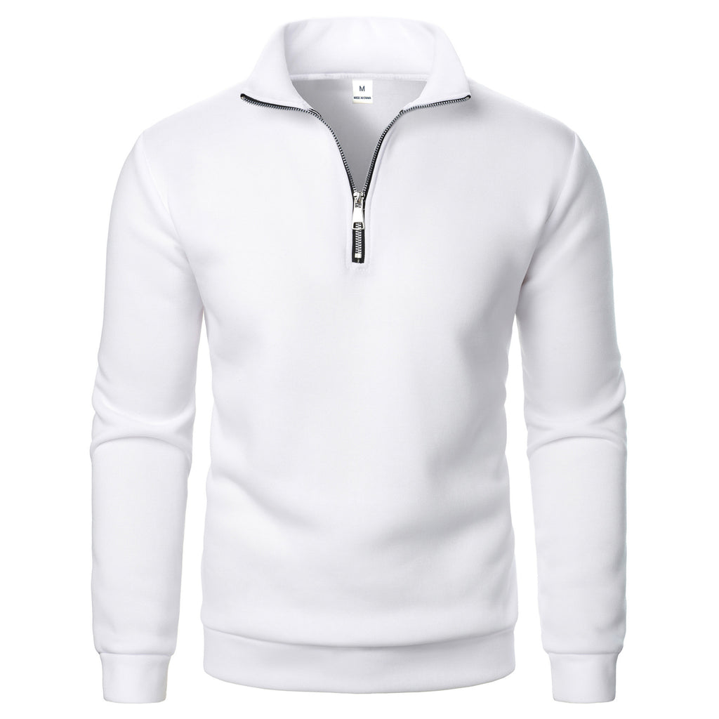Men's Loose Fit Half-Zip Stand-Collar Pullover Sweatshirt - Casual Plus Size Fleece Hoodie