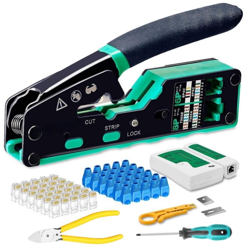 Multifunctional RJ45 Pass-Through Network Cable Crimp Tool Kit