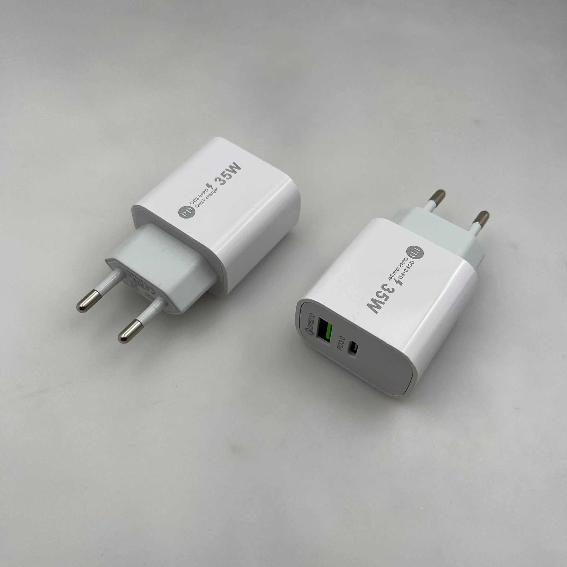 Dual Port 20W USB-A & USB-C PD Fast Charger Set - European Spec Wall Adapter