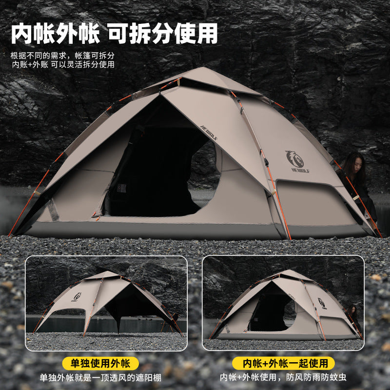 Male Wolf Automatic Vinyl Folding Tent - Portable Double Layer Camping Set