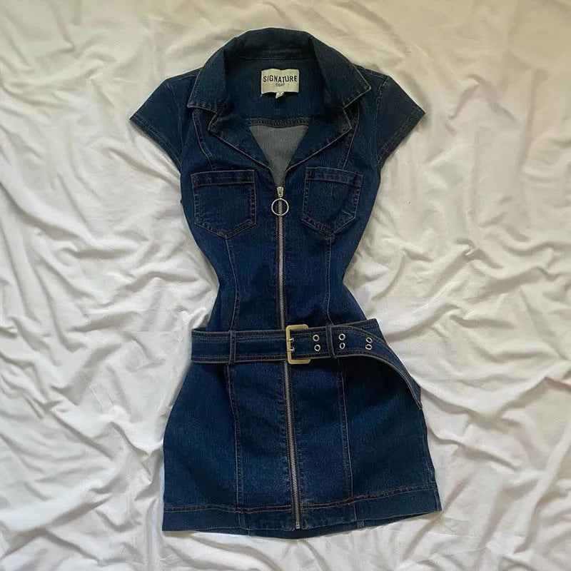 Women's Retro Sleeveless Denim Dress – Waist-Slimming Slim Fit | S–XL