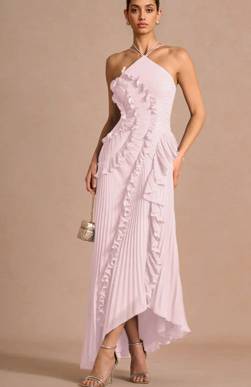 Women's Pleated Halterneck Bandeau Backless Dress – Sexy Summer Fashion Dress | 15 Colours | XS–2XL