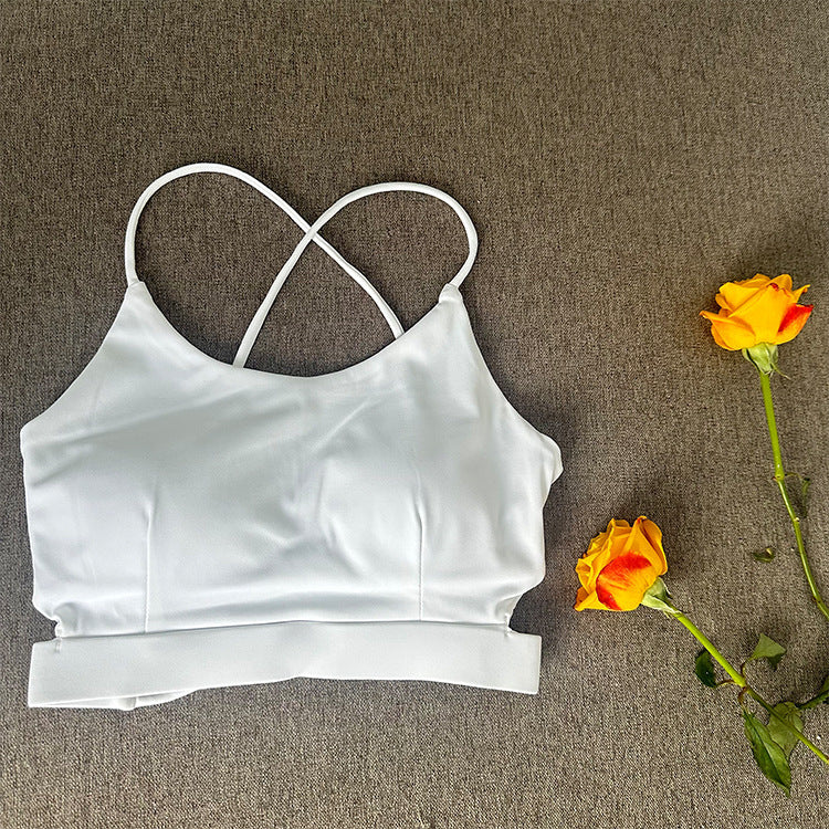 Cross-Back Padded Sports Bra Vest - Quick-Drying Breathable Gym Running Crop Top