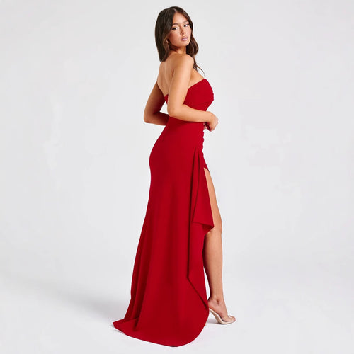 Bandeau Tube Slit Dress