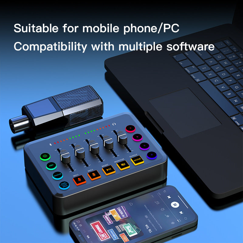 F9 48V Live Audio Sound Card Interface - Mobile & Computer Podcast Equipment