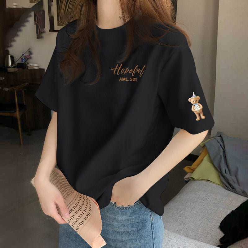 Women's Minimalist Apricot Cotton Short-Sleeve T-Shirt - Premium Soft Crewneck Summer Top